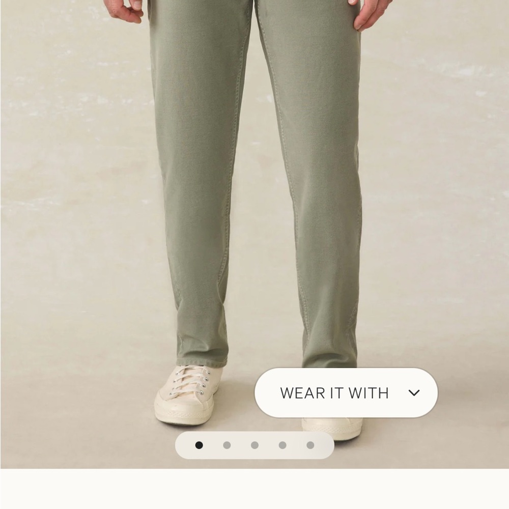 Faherty Stretched Terry 5-Pocket Jeans in Faded Olive